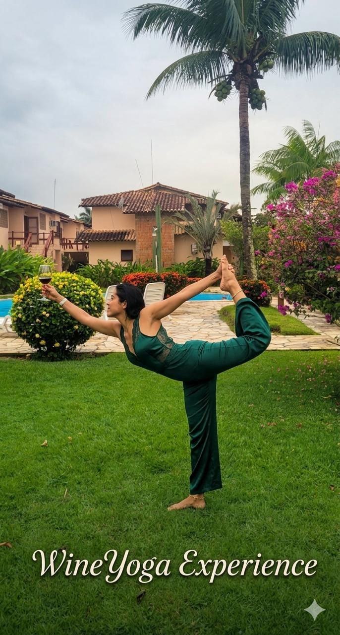 Natarajasana com taça — WineYoga Experience